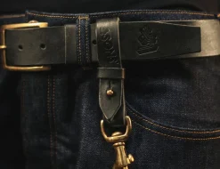 Men &SONS Leather Goods>Black Leather Key Fob