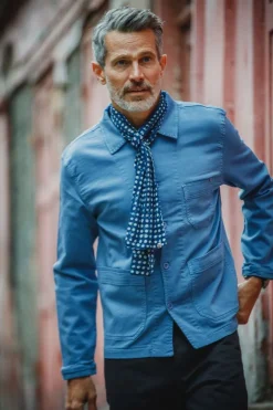 Men &SONS Scarves>Blue Dot Organic Japanese Scarf