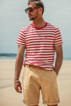 Men &SONS Tops>Breton Striped T Shirt Red