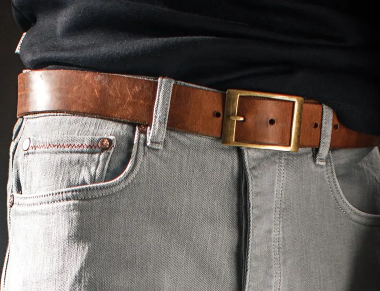 Men &SONS Leather Goods>Brown Leather Belt