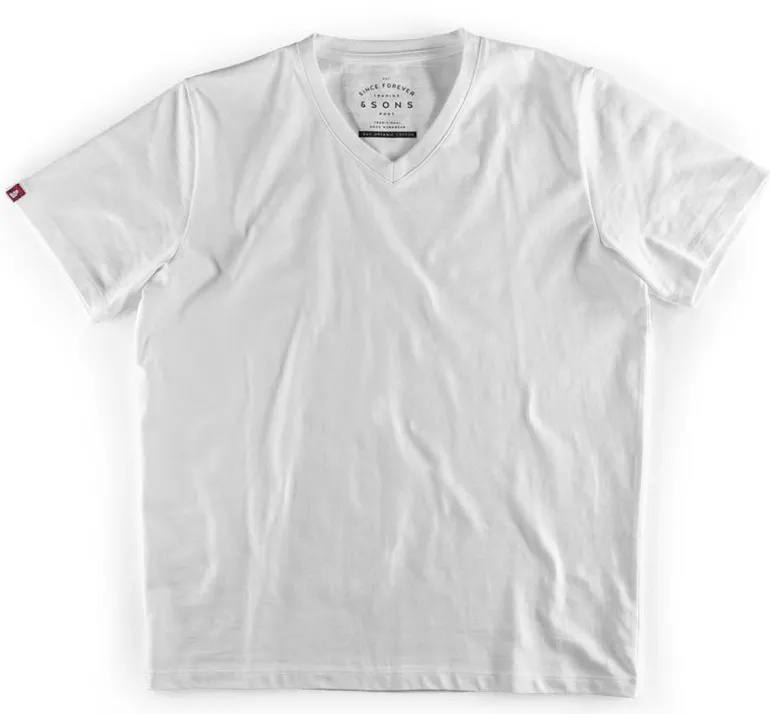 Men &SONS Tops>Classic White V-Neck T-Shirt