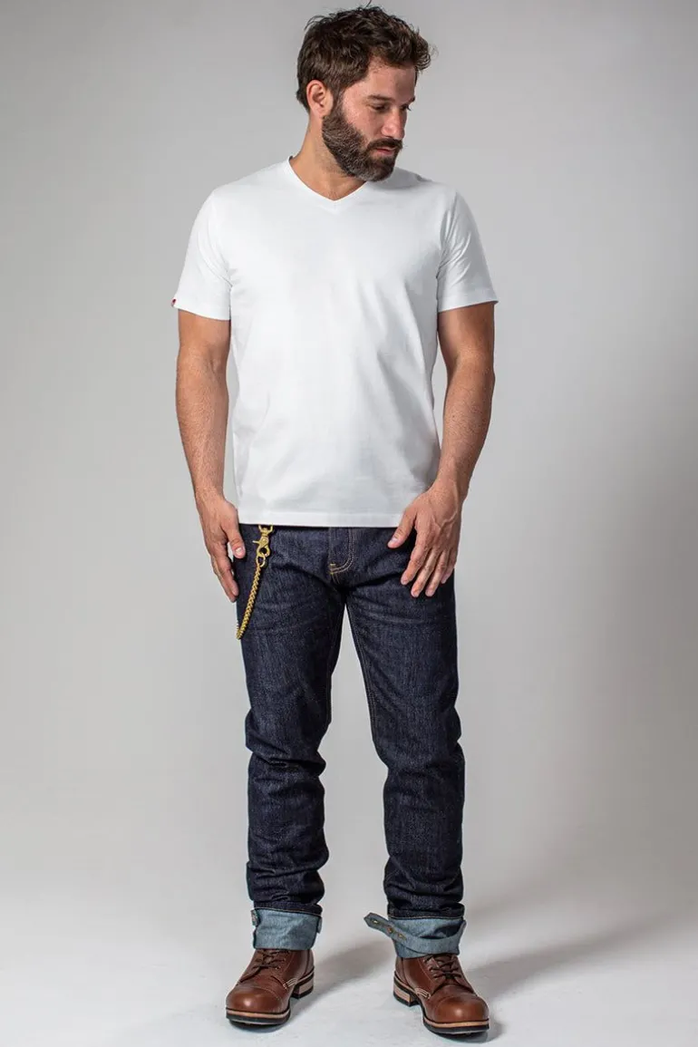 Men &SONS Tops>Classic White V-Neck T-Shirt