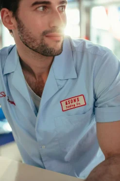 Men &SONS Tops>Club Shirt Sky Blue