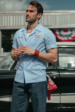 Men &SONS Tops>Club Shirt Sky Blue