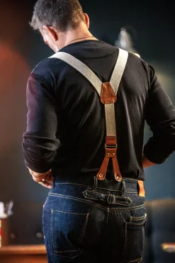 Men &SONS Bottoms & Shorts>Cream Leather Braces