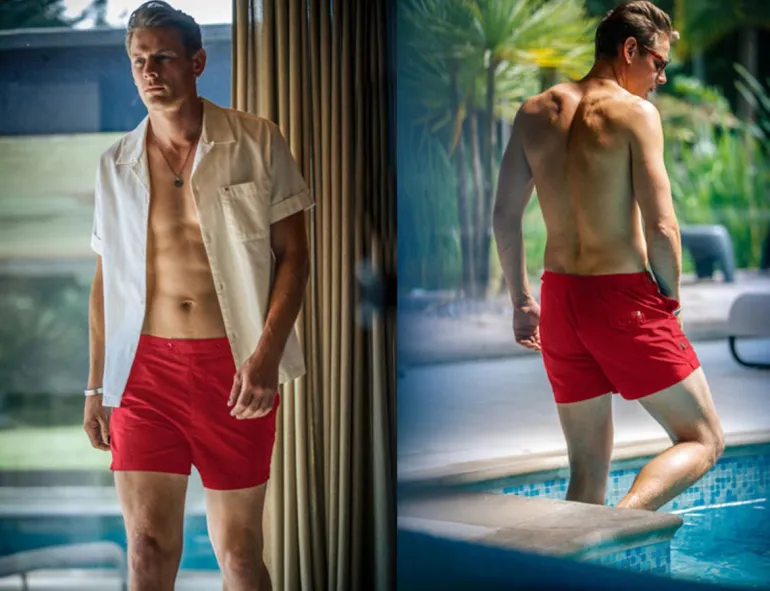 Men &SONS Bottoms & Shorts>Newman Swim Shorts Vintage Red