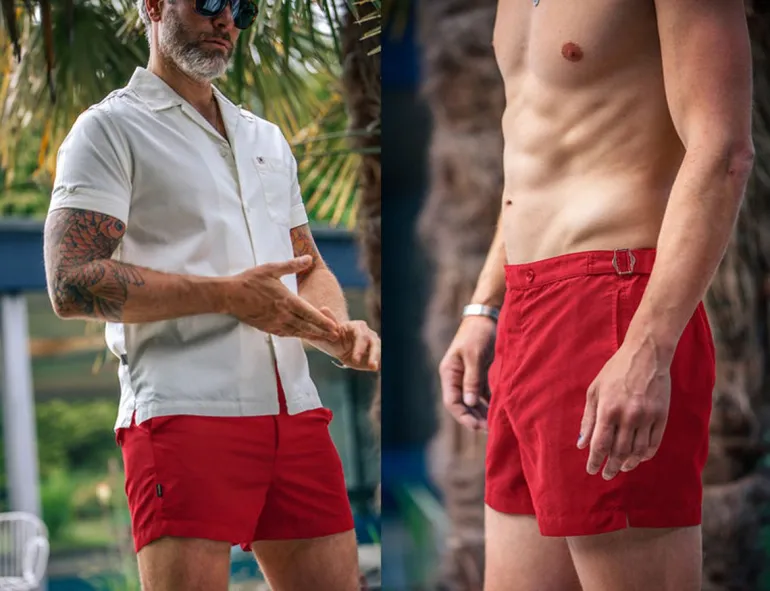 Men &SONS Bottoms & Shorts>Newman Swim Shorts Vintage Red