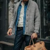 Men &SONS Jackets & Coats>Pioneer British Wool Cardigan Grey