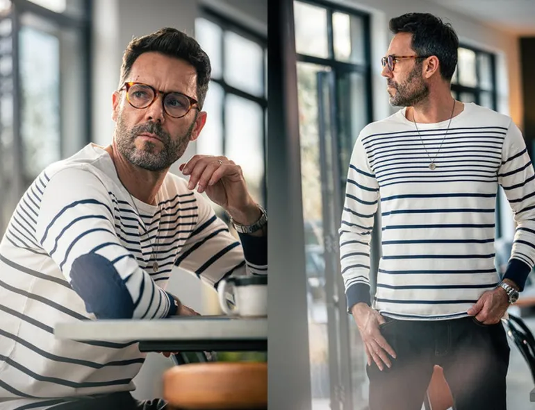 Men &SONS Tops>21 Breton Long Sleeve Top