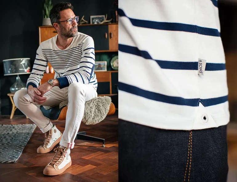 Men &SONS Tops>21 Breton Long Sleeve Top