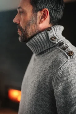 Men &SONS Jackets & Coats>Ahab Submariner Rollneck Jumper Grey
