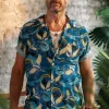 Men &SONS Tops>Aloha Crane Club Shirt Blue