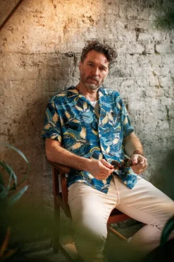 Men &SONS Tops>Aloha Crane Club Shirt Blue