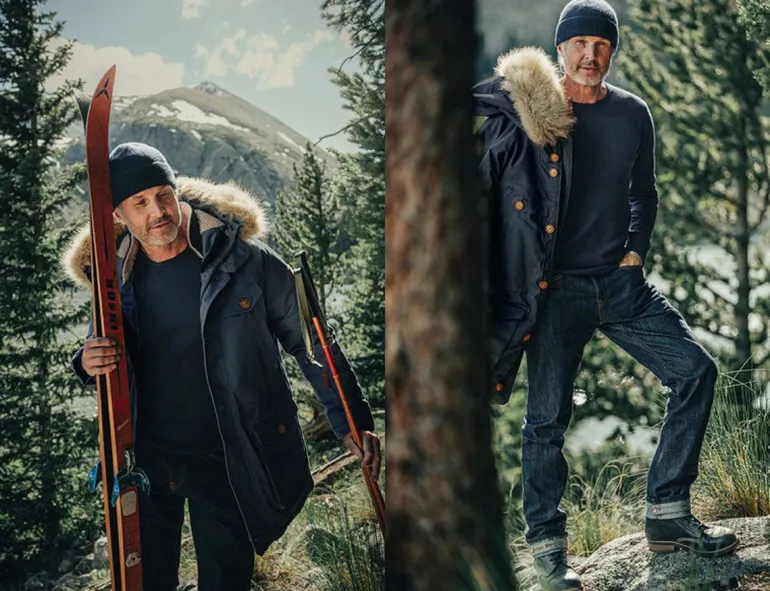 Men &SONS Tops>Base Waffle Crew Neck Navy