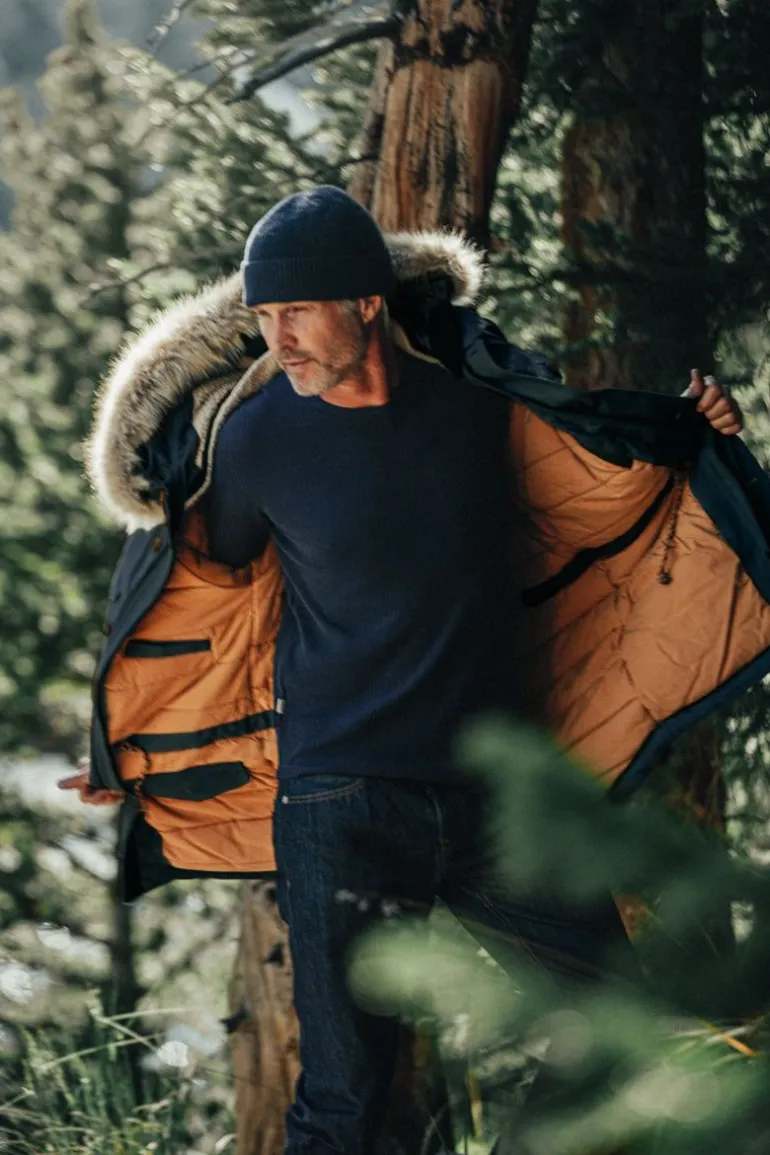 Men &SONS Tops>Base Waffle Crew Neck Navy