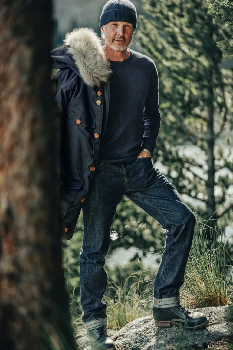 Men &SONS Tops>Base Waffle Crew Neck Navy