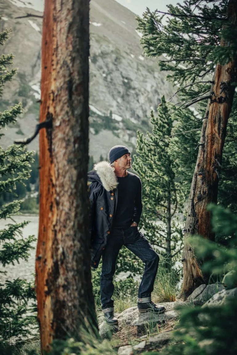 Men &SONS Tops>Base Waffle Crew Neck Navy