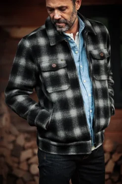 Men &SONS Jackets & Coats>Cab Coat Grey Check