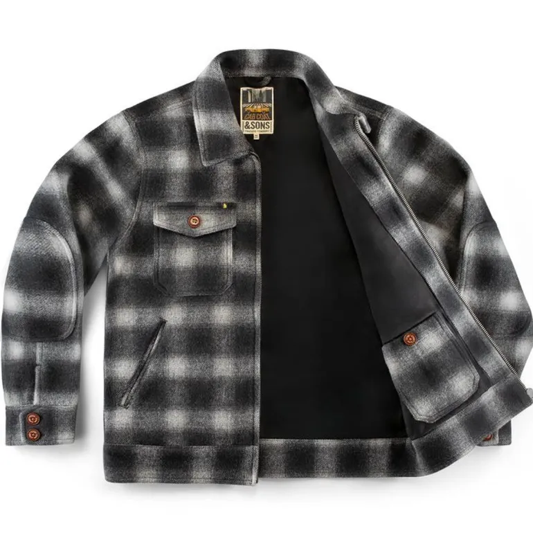 Men &SONS Jackets & Coats>Cab Coat Grey Check