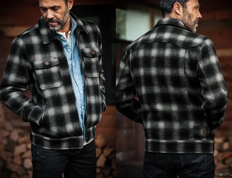 Men &SONS Jackets & Coats>Cab Coat Grey Check