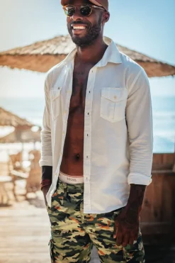 Men &SONS Tops>Coast Long Sleeve Shirt Off-White