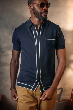 Men &SONS Tops>Dean Polo Navy