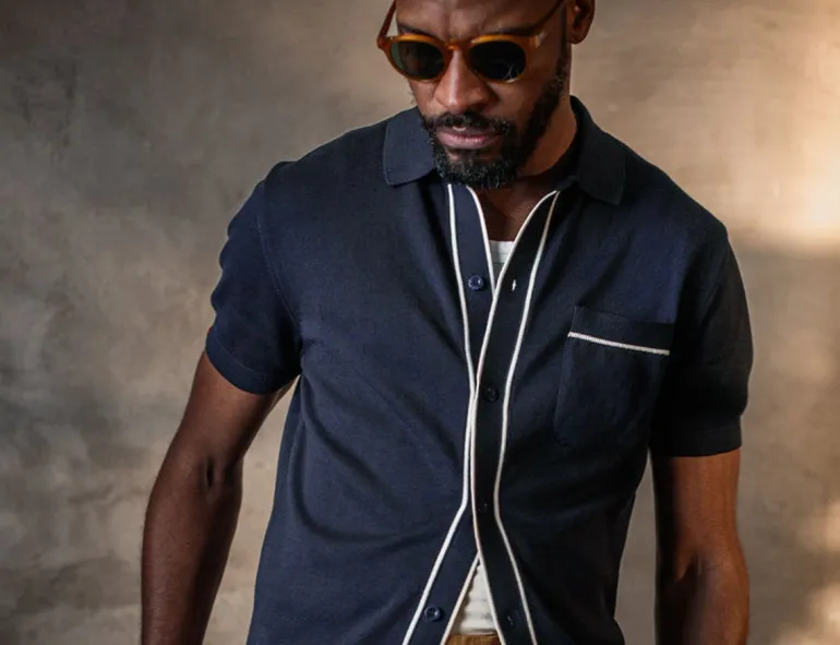 Men &SONS Tops>Dean Polo Navy