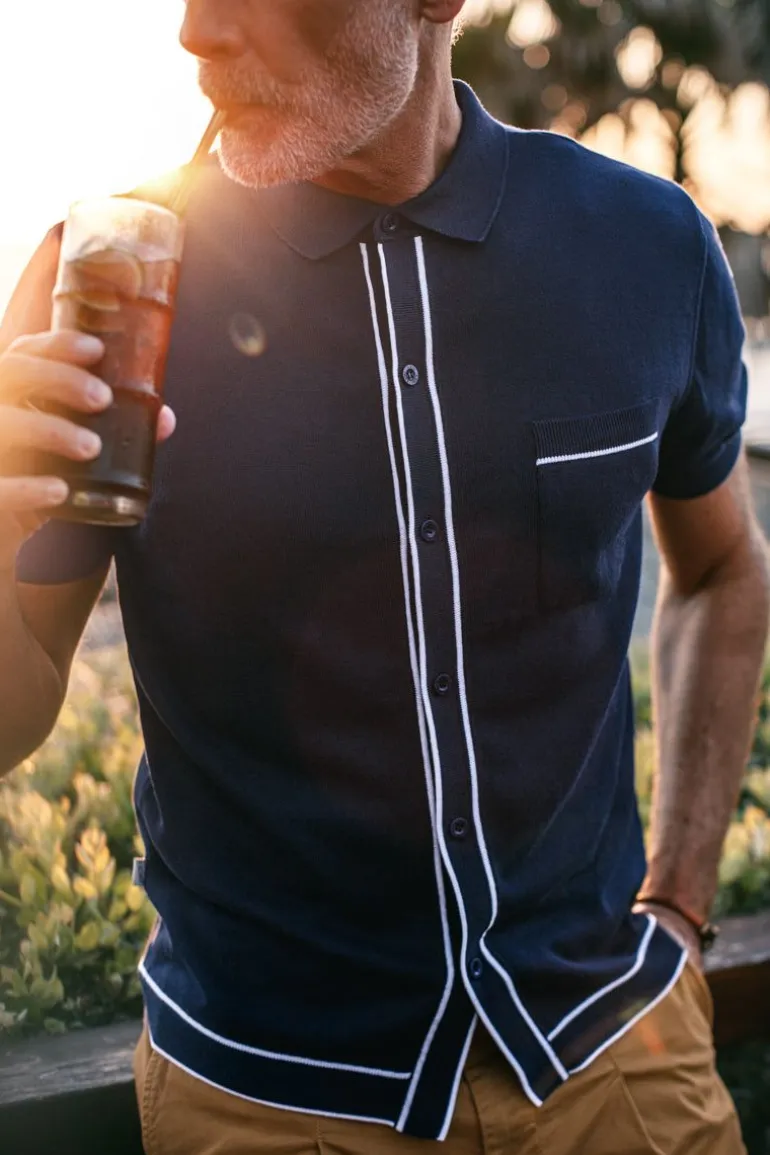 Men &SONS Tops>Dean Polo Navy