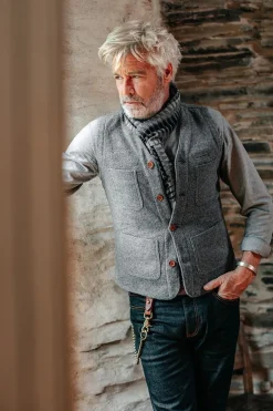 Men &SONS Knitwear>Drifter Wool Waistcoat Grey