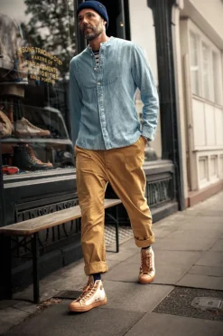 Men &SONS Tops>Emerson Shirt Indigo Stripe