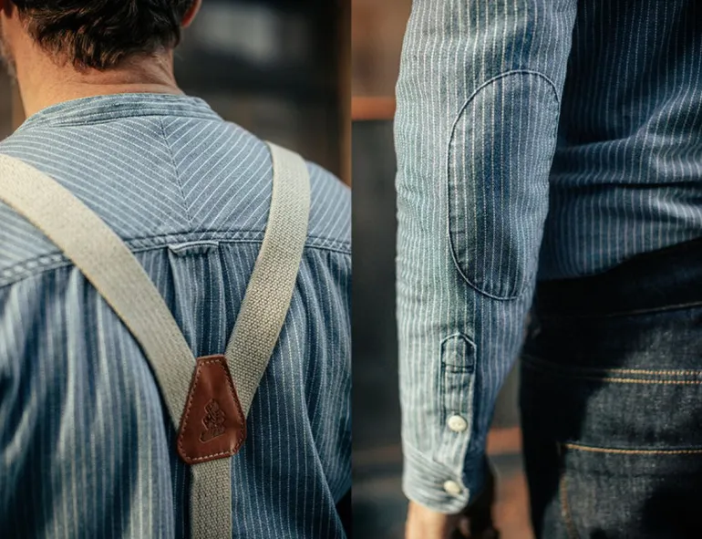 Men &SONS Tops>Emerson Shirt Indigo Stripe