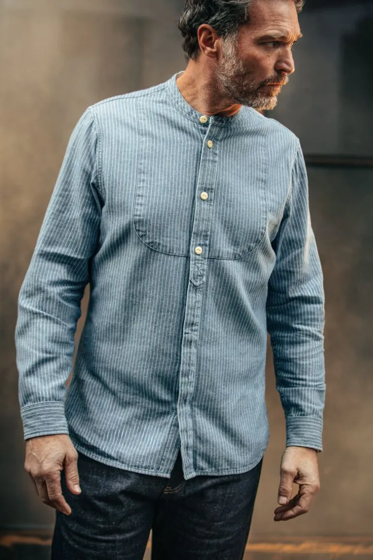 Men &SONS Tops>Emerson Shirt Indigo Stripe