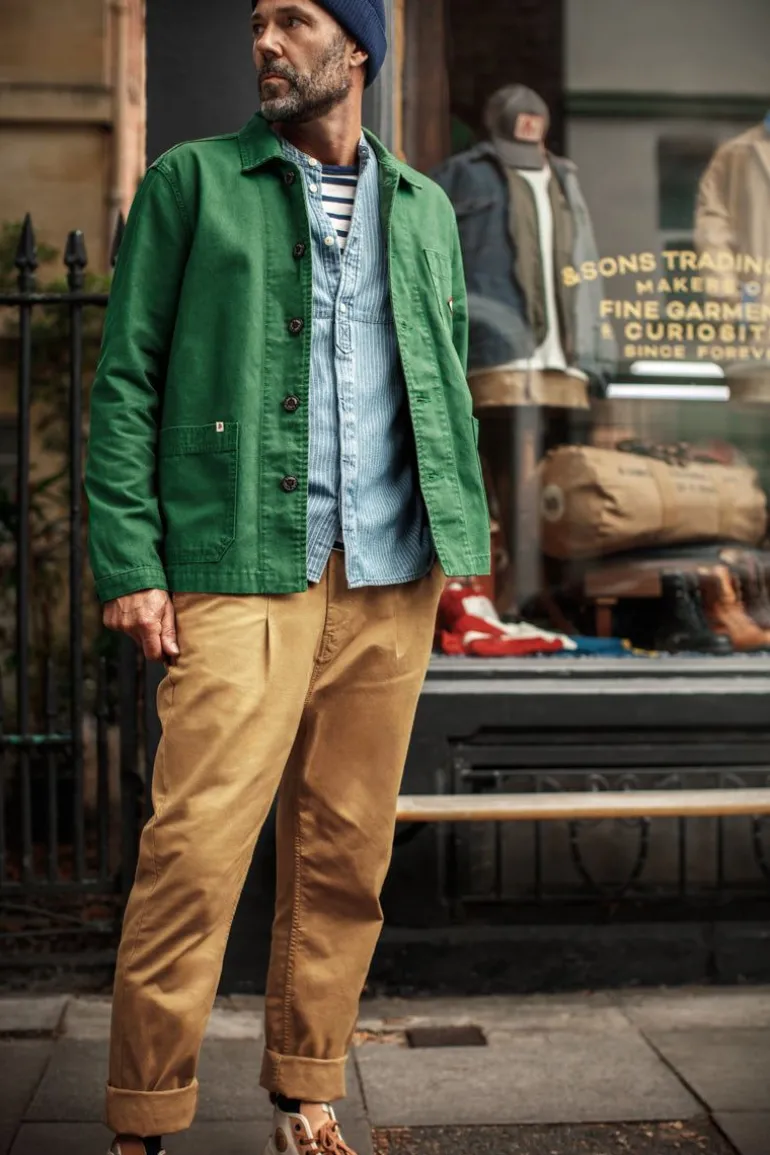 Men &SONS Tops>Emerson Shirt Indigo Stripe