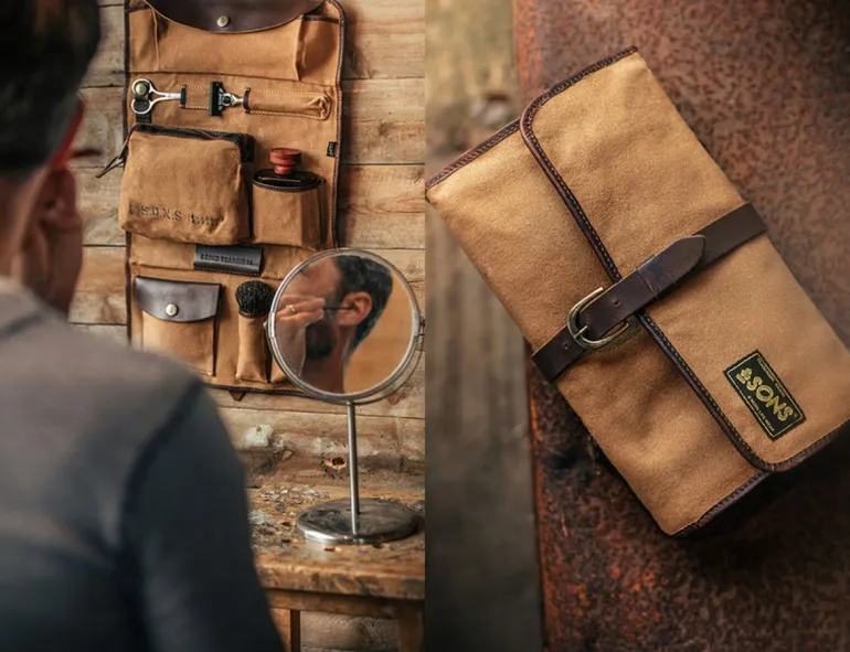 Men &SONS Essentials>Essentials Toilet Bag Tan