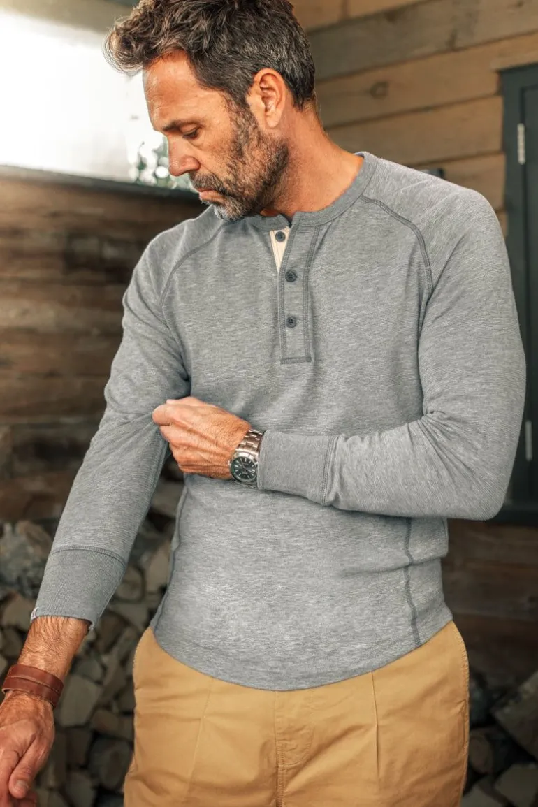 Men &SONS Tops>Flint Henley Grey Marl