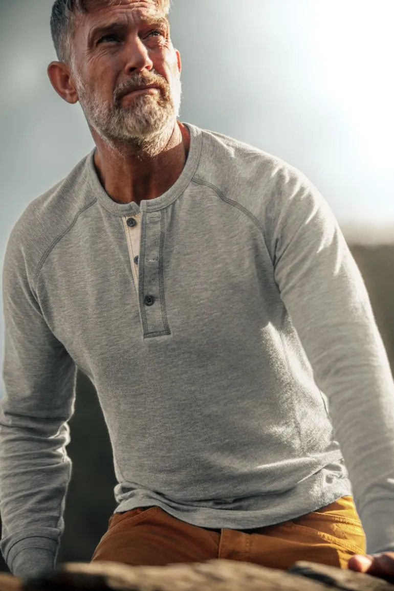Men &SONS Tops>Flint Henley Grey Marl
