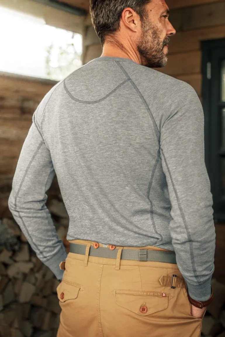Men &SONS Tops>Flint Henley Grey Marl