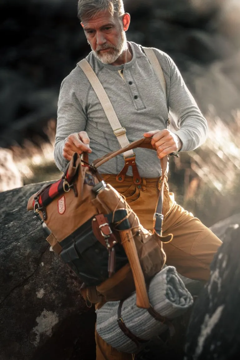 Men &SONS Tops>Flint Henley Grey Marl