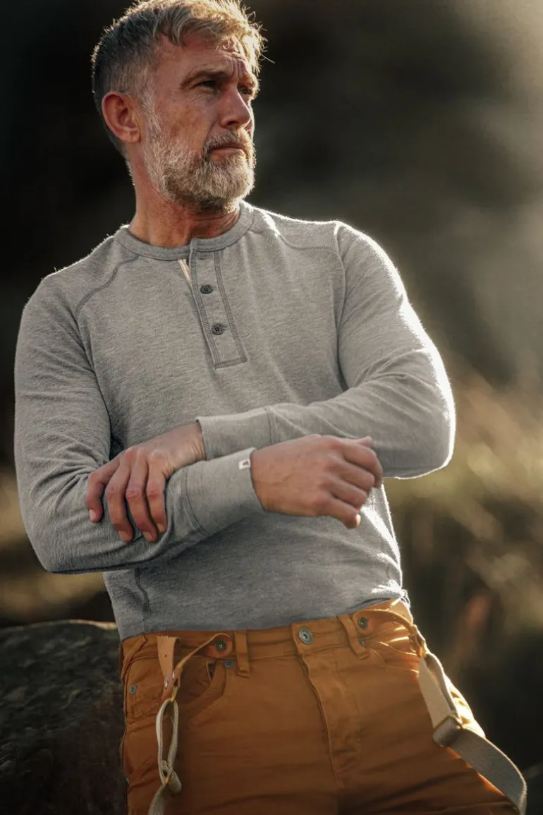 Men &SONS Tops>Flint Henley Grey Marl