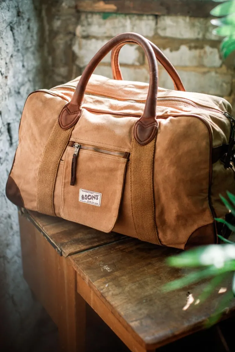 Men &SONS Leather Goods>Getaway Bag Tan