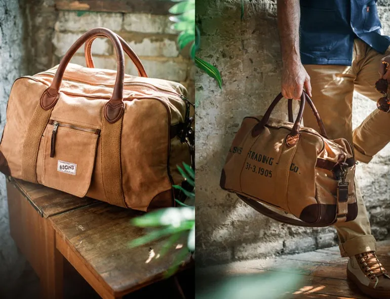 Men &SONS Leather Goods>Getaway Bag Tan