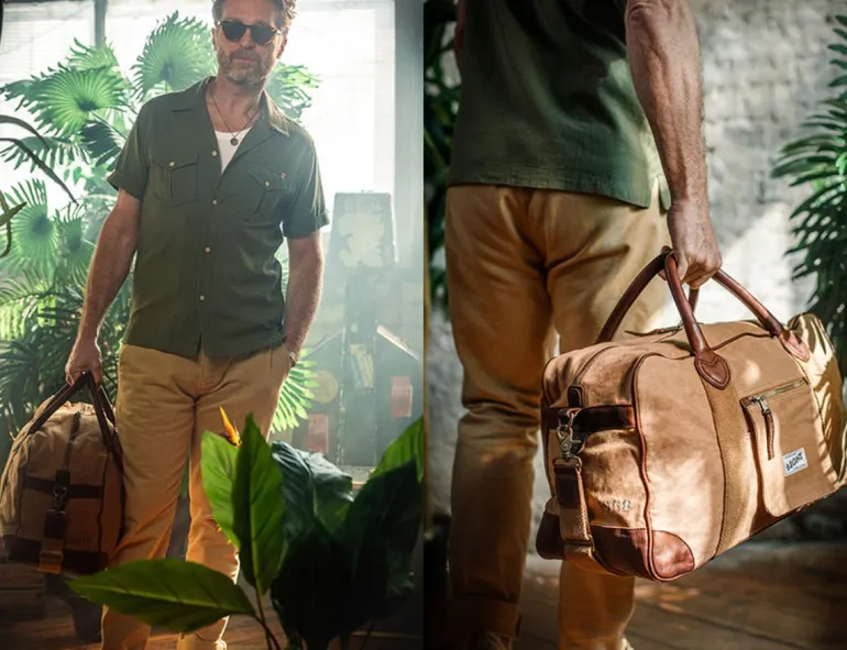 Men &SONS Leather Goods>Getaway Bag Tan