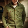 Men &SONS Tops>Lichen Moleskin Shirt Army Green