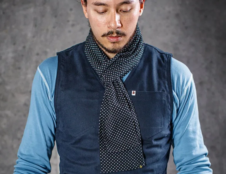 Men &SONS Scarves>Midnight Black Dot Scarf