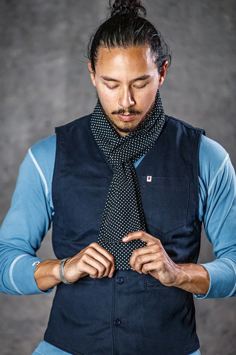 Men &SONS Scarves>Midnight Black Dot Scarf