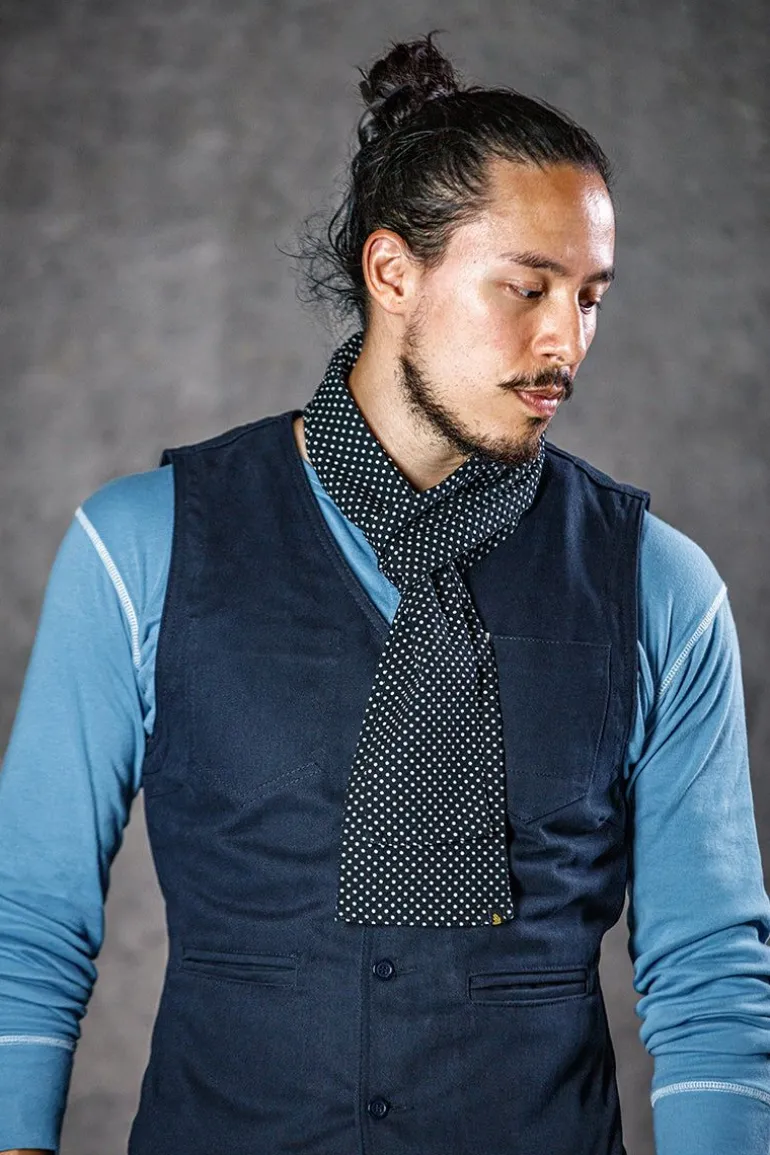 Men &SONS Scarves>Midnight Black Dot Scarf