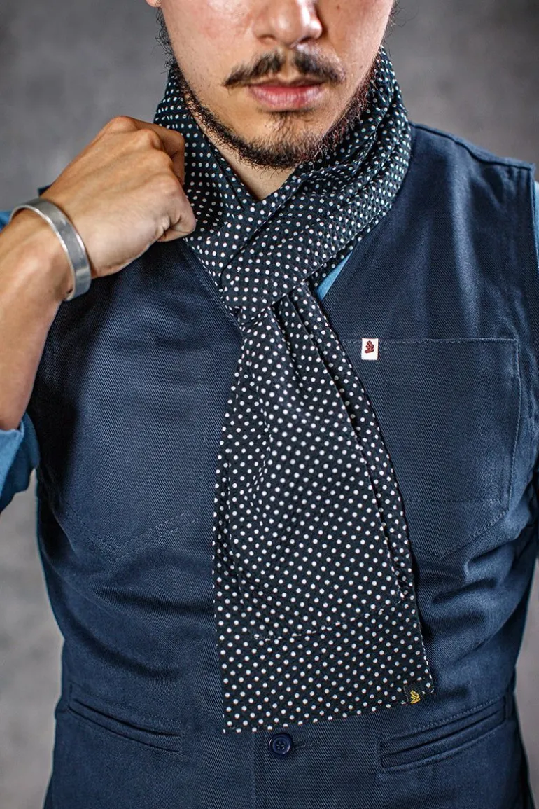 Men &SONS Scarves>Midnight Black Dot Scarf