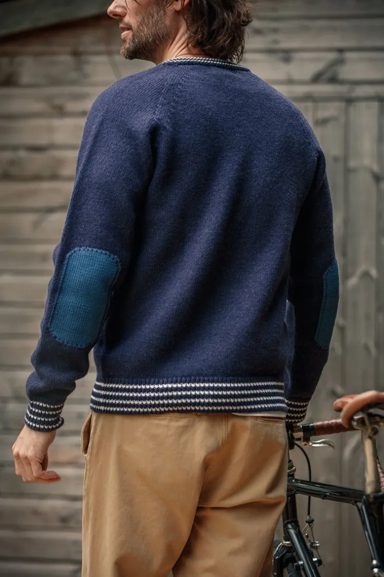 Men &SONS Jackets & Coats>Old School V-Neck Jumper Navy