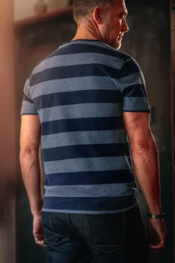 Men &SONS Tops>Papillon T-Shirt Navy Stripe
