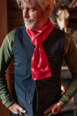 Men &SONS Scarves>Red Ikat Scarf